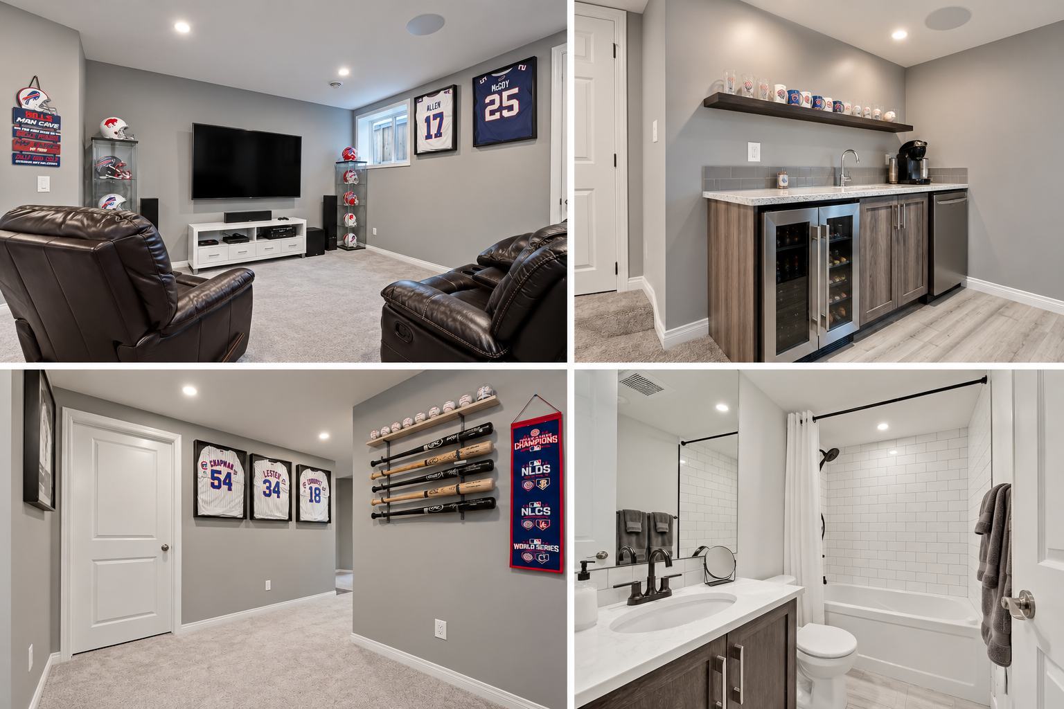 Modern Basement Recreation and Sports Bar Collage