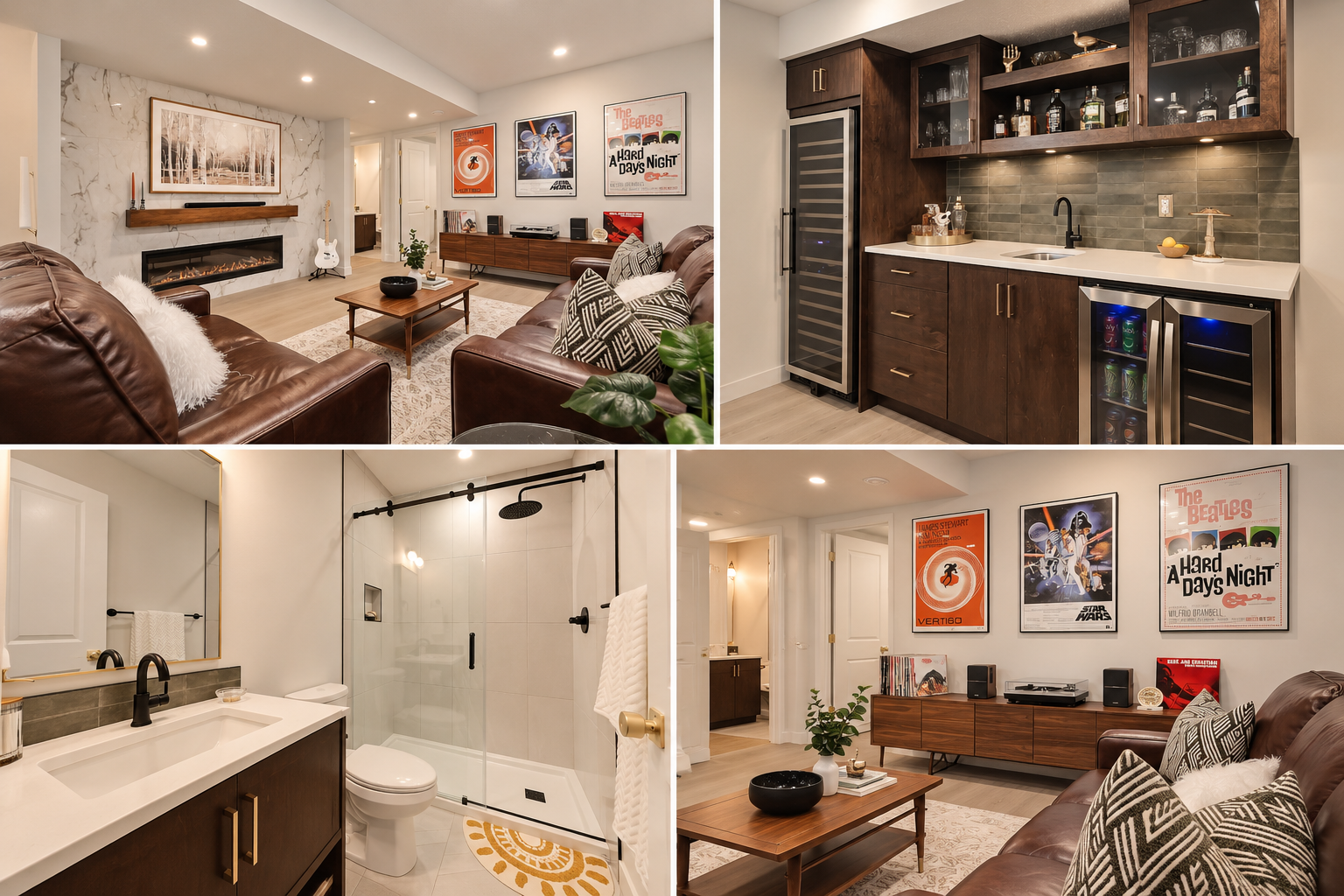 Warm Modern Basement Retreat